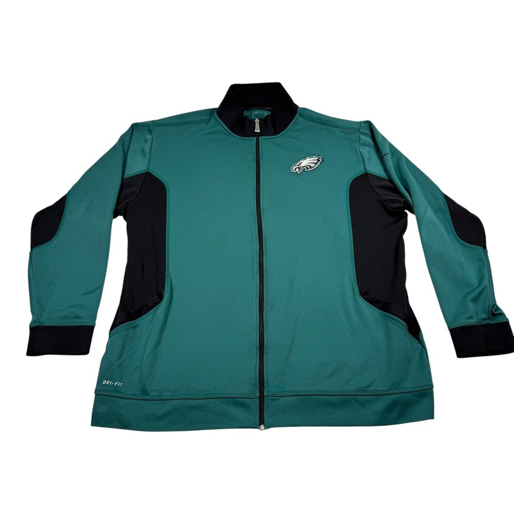 Philadelphia Eagles Jacket Mens 3XL Green NFL Football Nike Dri Fit On Field Zip